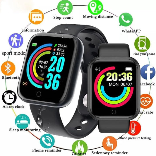 Smartwatch - Relógio Inteligente y68 Esportivo Bluetooth Android/iOS - Com foto Na Tela