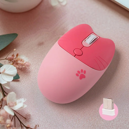 Mouse gatinho, 2.4G Wireless Mouse, USB Receiver Plug and Play, 3 Adjustable DPI, Compatible with Laptop,PC, Computer
