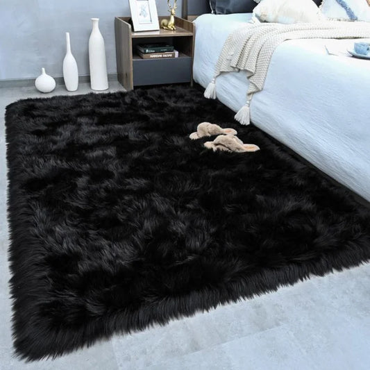 Tapete de Veludo Luxuoso VIKAMA, Macio e Antiderrapante, Tapete de Pelúcia para Quarto e Sala de Estar, Decoração Aconchegante para o Lar