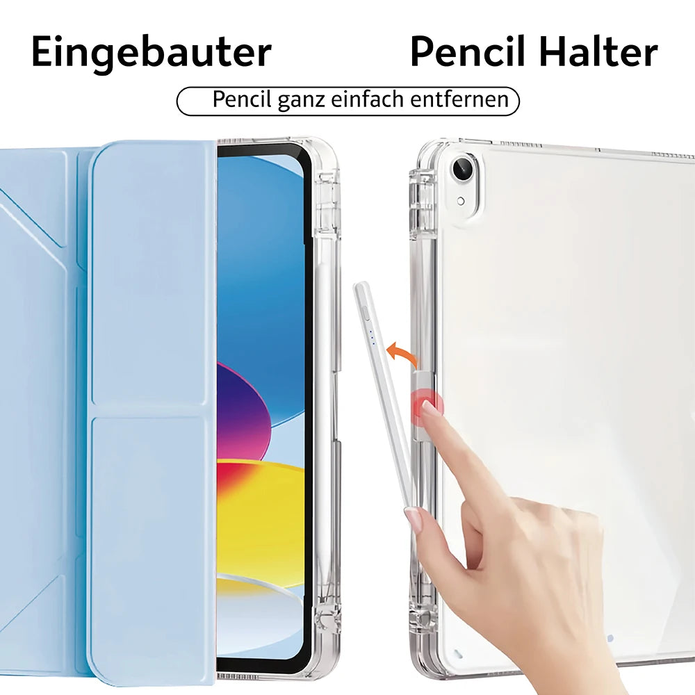 Capa para iPad 5 6 7 8 9 10 11 Air 11 13 inch /Mini 6th 7th gen /Pro 11 12.9 (3rd/4th/5th/6th gen), 3+Y Fold Crystal Clear Case