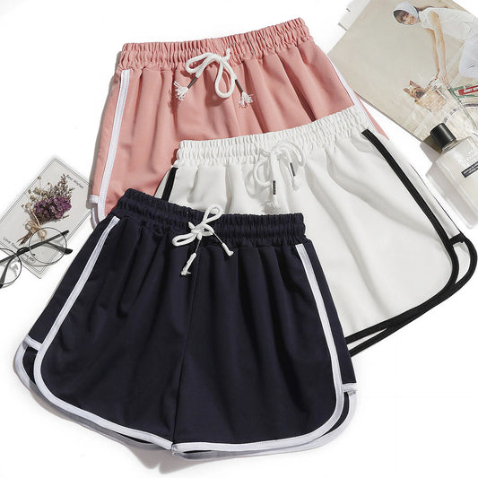 Shorts Feminino Casual de Verão Liso para Academia, Treino, Yoga e Estudantes, Cintura Média, Solto, Tamanhos S-3XL
