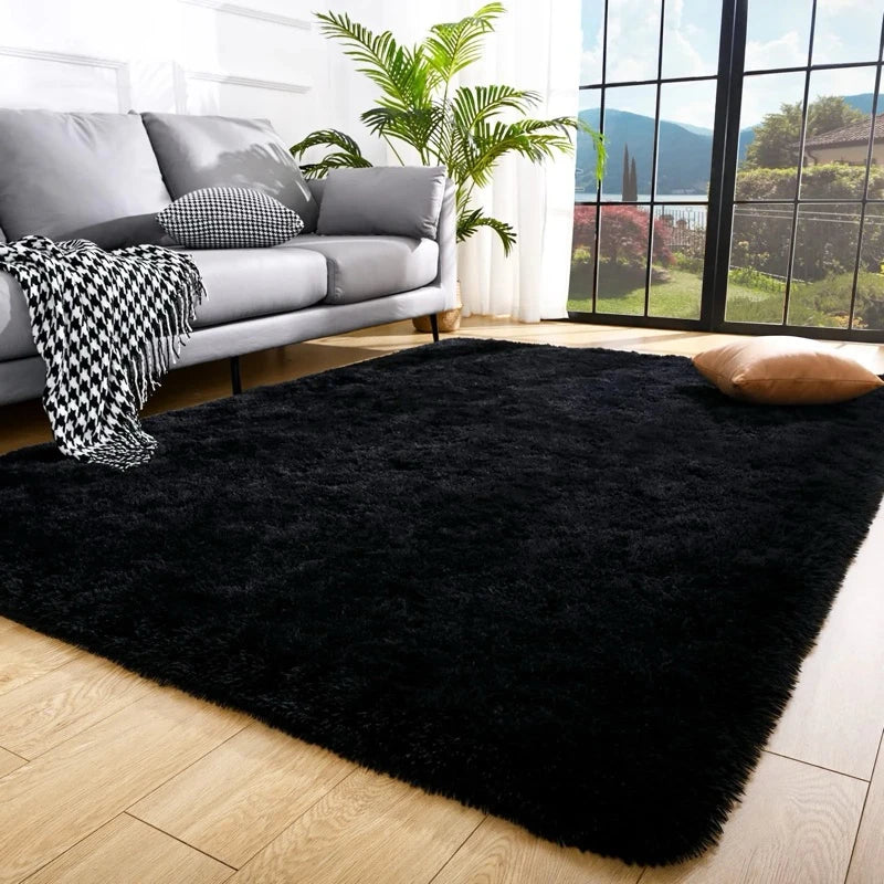 Tapete de Veludo Luxuoso VIKAMA, Macio e Antiderrapante, Tapete de Pelúcia para Quarto e Sala de Estar, Decoração Aconchegante para o Lar