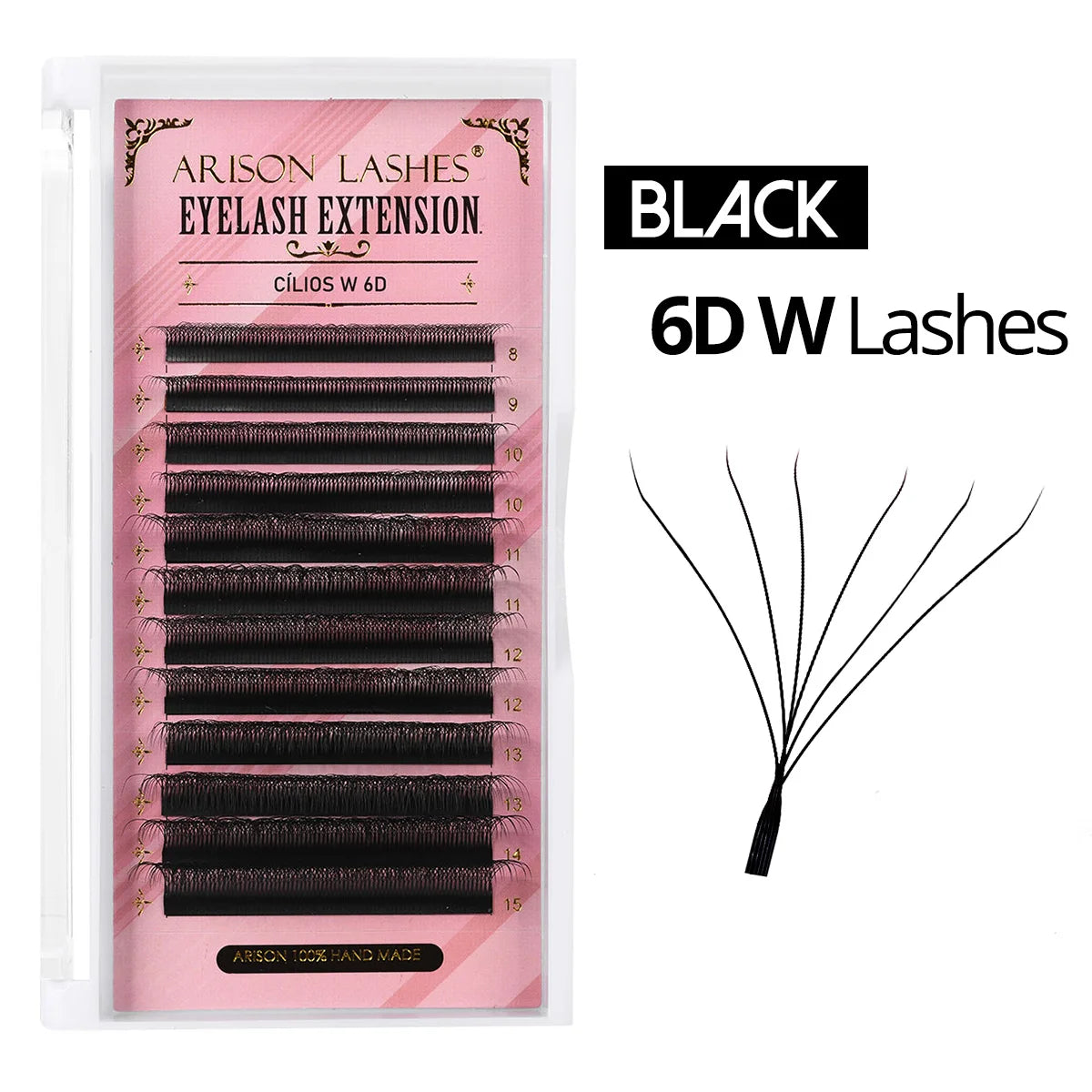 Kit Extensão Cílios ARISON YY W Shape Eyelashes, Premade Volume, Fino, Macio, Fino, Facilmente Enxertando Extensão, Brasileiro, Cilios W3D, W4D,W5D