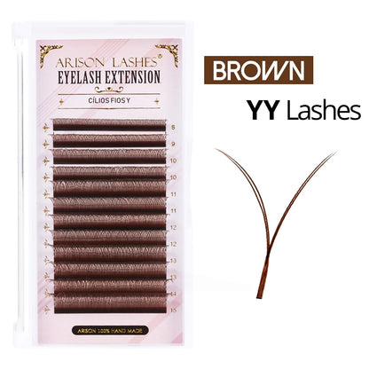 Kit Extensão Cílios ARISON YY W Shape Eyelashes, Premade Volume, Fino, Macio, Fino, Facilmente Enxertando Extensão, Brasileiro, Cilios W3D, W4D,W5D