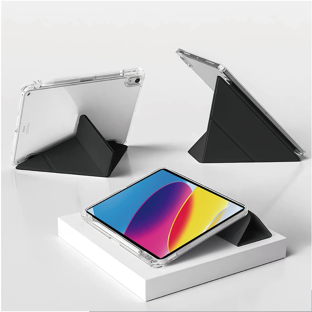 Capa para iPad 5 6 7 8 9 10 11 Air 11 13 inch /Mini 6th 7th gen /Pro 11 12.9 (3rd/4th/5th/6th gen), 3+Y Fold Crystal Clear Case