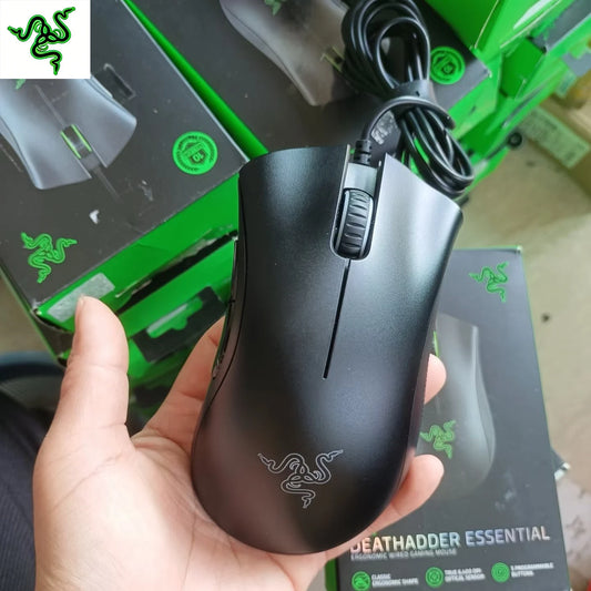Mouse Gamer Razer DeathAdder Essential Wired Gaming Mouse 6400DPI Buttons for Laptop PC - Ergonomic Design for Gamers（No Driver Version）