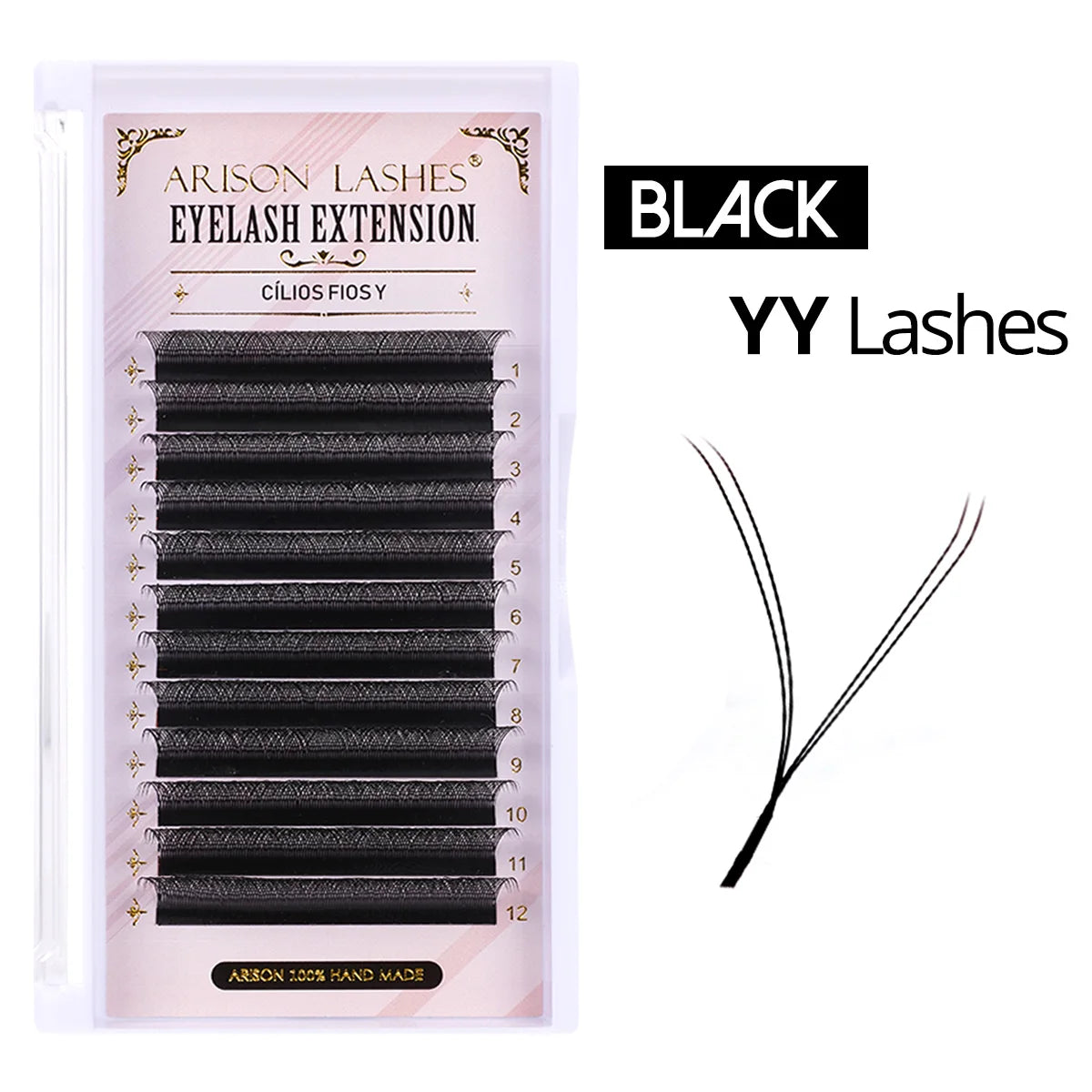 Kit Extensão Cílios ARISON YY W Shape Eyelashes, Premade Volume, Fino, Macio, Fino, Facilmente Enxertando Extensão, Brasileiro, Cilios W3D, W4D,W5D