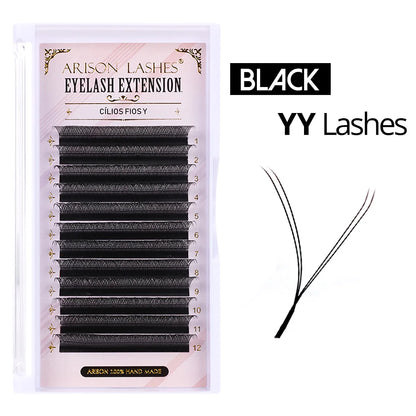 Kit Extensão Cílios ARISON YY W Shape Eyelashes, Premade Volume, Fino, Macio, Fino, Facilmente Enxertando Extensão, Brasileiro, Cilios W3D, W4D,W5D