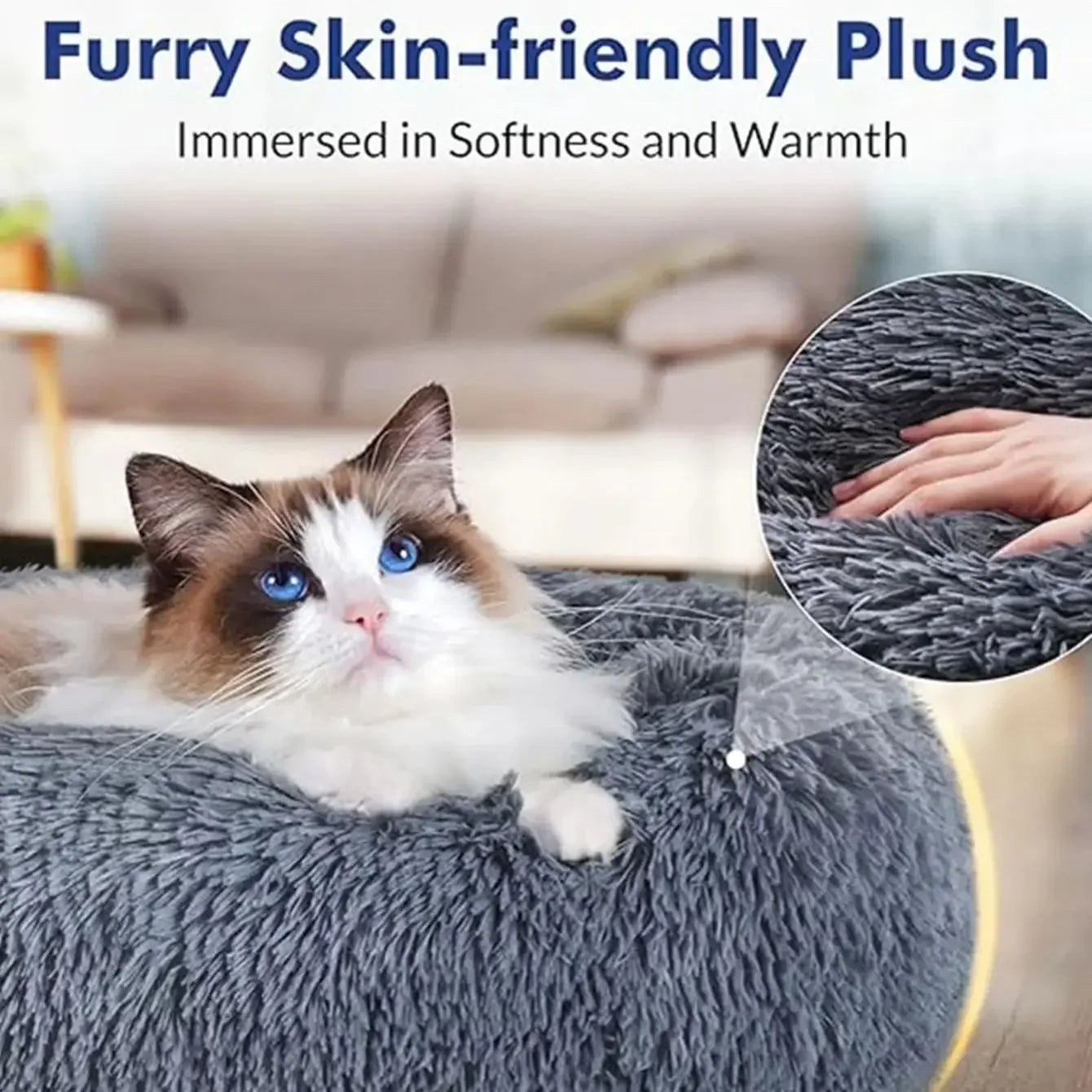 Cama redonda para animais de estimação, 40-90cm, 6 tamanhos, cama grande para cães, super macia, casa de pelúcia para cães médios, inverno, quente, dormir