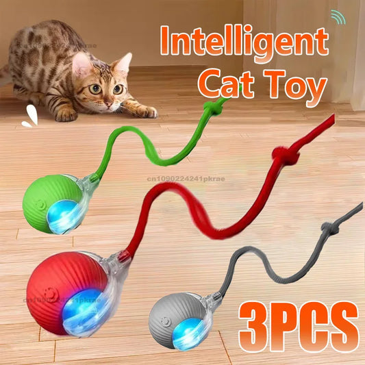 Bola interativa brinquedo bola de rolamento automático falso cauda recarregável inteligente animal de estimação brinquedo elétrico cão gato treinamento imitar mouse
