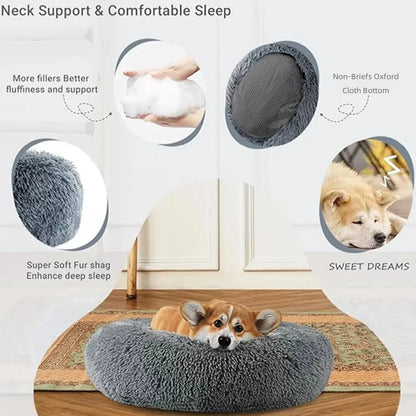 Cama redonda para animais de estimação, 40-90cm, 6 tamanhos, cama grande para cães, super macia, casa de pelúcia para cães médios, inverno, quente, dormir