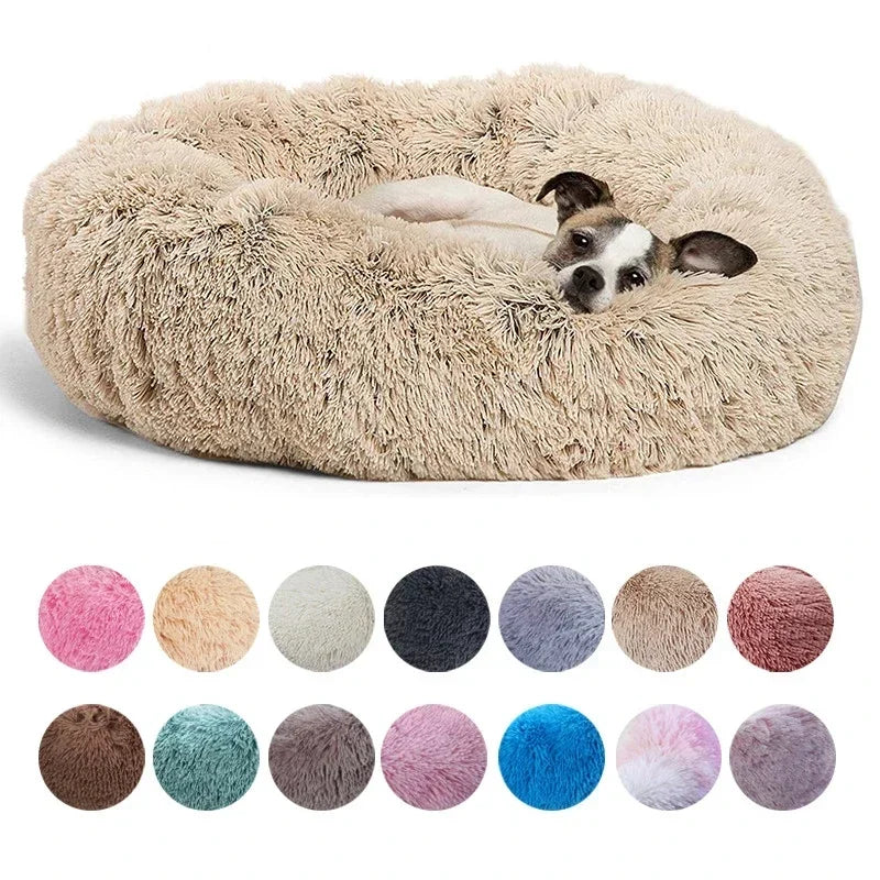 Cama redonda para animais de estimação, 40-90cm, 6 tamanhos, cama grande para cães, super macia, casa de pelúcia para cães médios, inverno, quente, dormir