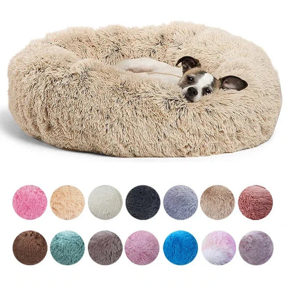 Cama redonda para animais de estimação, 40-90cm, 6 tamanhos, cama grande para cães, super macia, casa de pelúcia para cães médios, inverno, quente, dormir