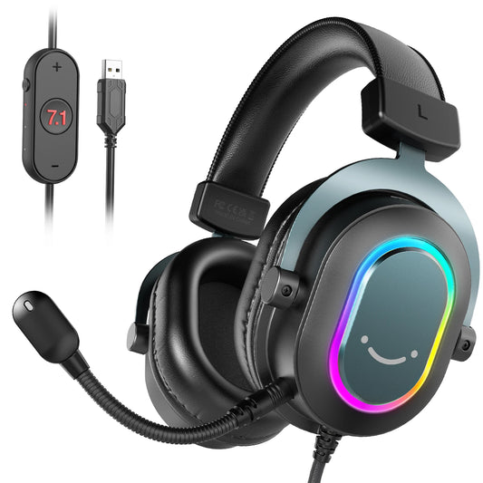 Fone gamer Fifine Dynamic RGB Gaming Headset with Mic Over-Ear Headphones 7.1 Surround Sound PC PS4 PS5 3 EQ Options Game Movie Music