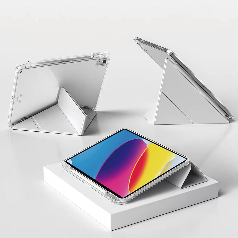 Capa para iPad 5 6 7 8 9 10 11 Air 11 13 inch /Mini 6th 7th gen /Pro 11 12.9 (3rd/4th/5th/6th gen), 3+Y Fold Crystal Clear Case