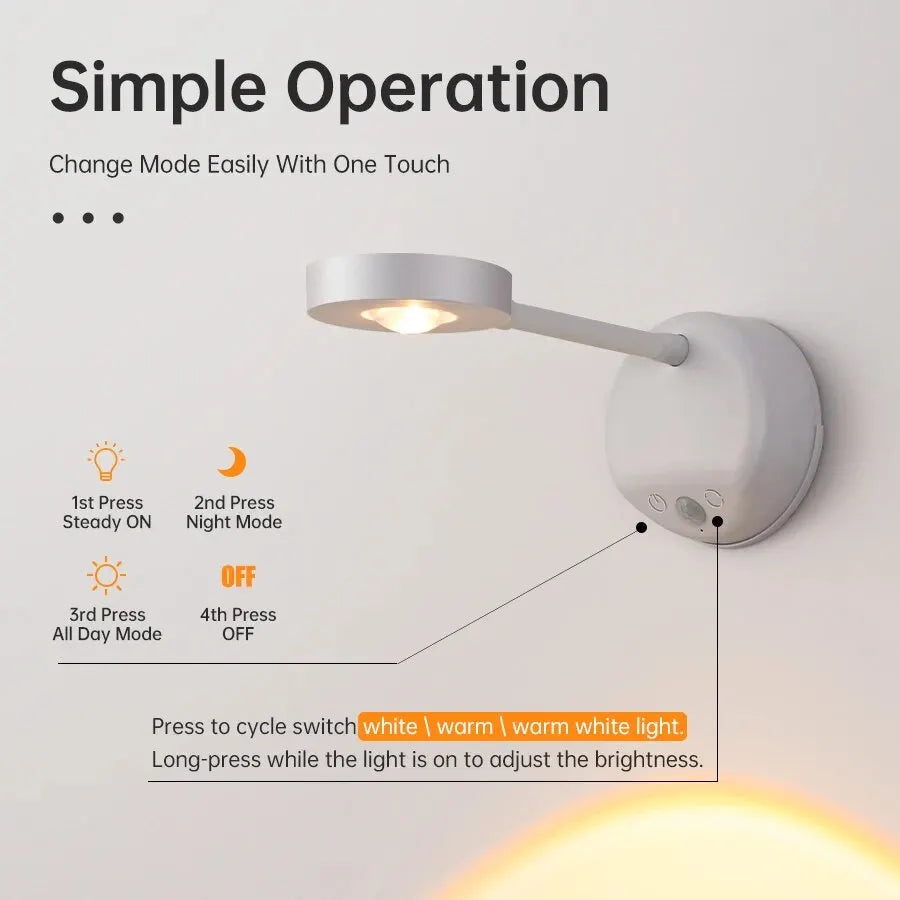Luz noturna com sensor de movimento, sem fio, usb, led para cozinha, quarto, mural, sala de estar, lâmpada de parede, iluminação interna, led usb