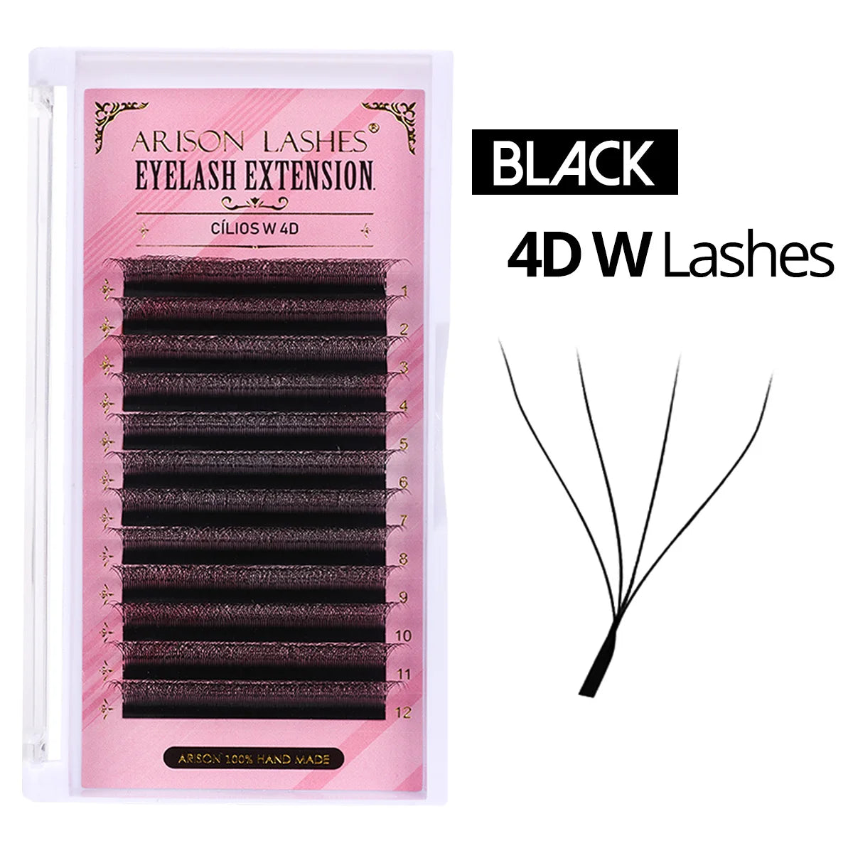 Kit Extensão Cílios ARISON YY W Shape Eyelashes, Premade Volume, Fino, Macio, Fino, Facilmente Enxertando Extensão, Brasileiro, Cilios W3D, W4D,W5D