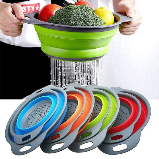 Escorredor dobrável de silicone, cesta de lavagem de frutas e vegetais, escorredor dobrável, escorredor dobrável, ferramenta de armazenamento de cozinha