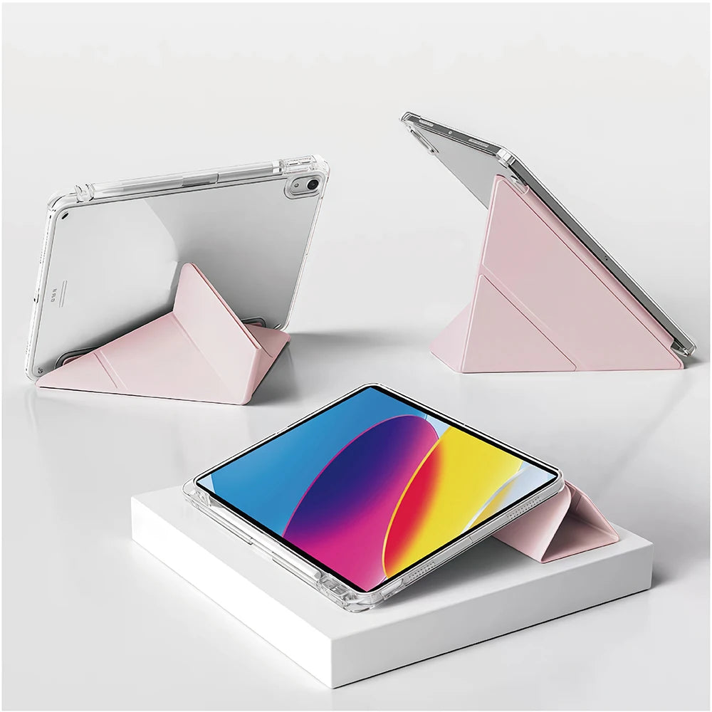 Capa para iPad 5 6 7 8 9 10 11 Air 11 13 inch /Mini 6th 7th gen /Pro 11 12.9 (3rd/4th/5th/6th gen), 3+Y Fold Crystal Clear Case