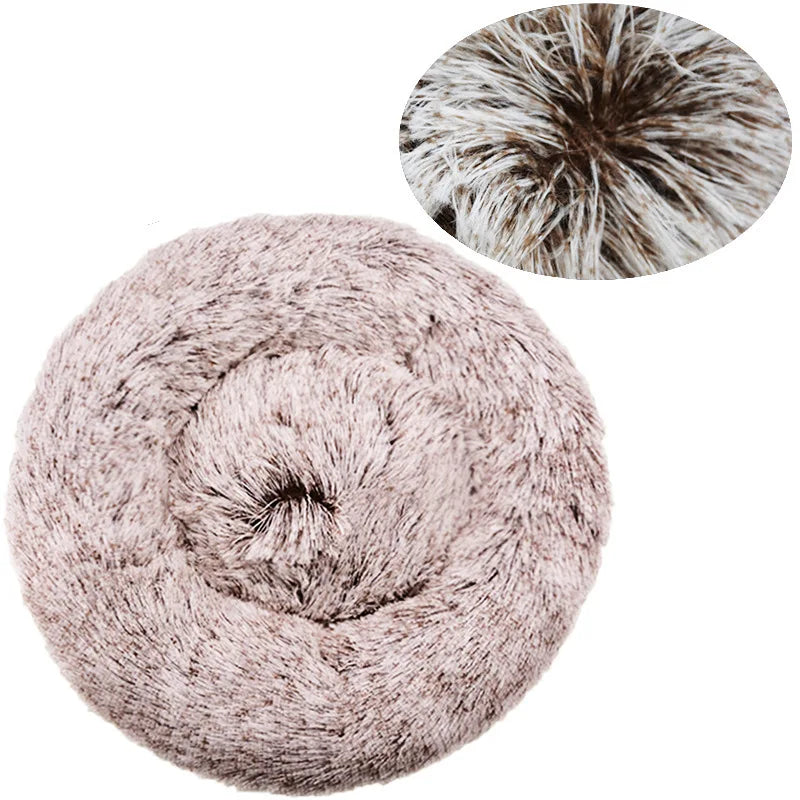 Cama redonda para animais de estimação, 40-90cm, 6 tamanhos, cama grande para cães, super macia, casa de pelúcia para cães médios, inverno, quente, dormir