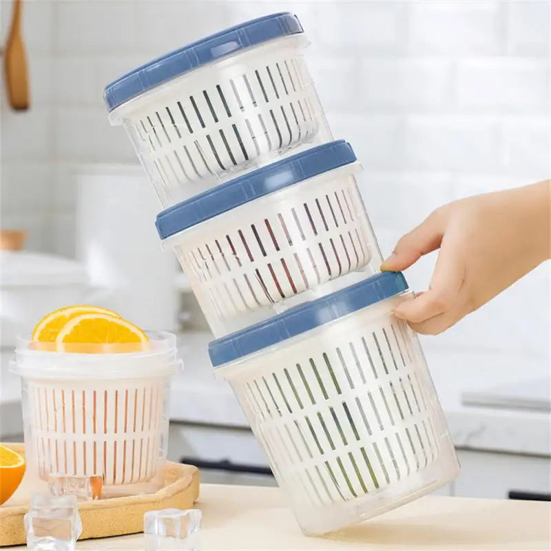 Caixa de armazenamento de geladeira cozinha alimentos vegetais frutas caixa de armazenamento cesta de drenagem recipientes de armazenamento organizador de geladeira caixa de armazenamento