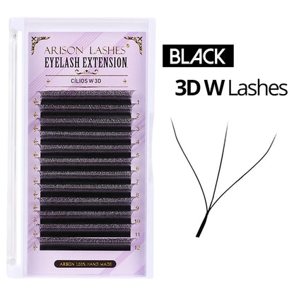 Kit Extensão Cílios ARISON YY W Shape Eyelashes, Premade Volume, Fino, Macio, Fino, Facilmente Enxertando Extensão, Brasileiro, Cilios W3D, W4D,W5D