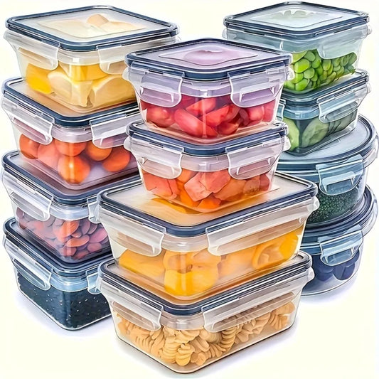Recipientes Potes de alimentos herméticos sem BPA de 8 unidades com tampas de travamento - Armazenamento seguro de plástico PP para micro-ondas/congelador para produtos secos/frutas/verduras