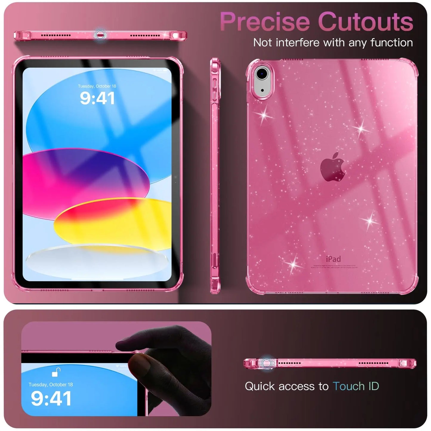 Capa glittler iPad 11th 10th 9th 8th Generation Air Mini Pro 8.3 9.7 10.2 10.9 11 Shimmering Glittering Soft Silicone Case Airbag Shell