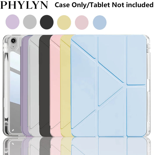 Capa para iPad 5 6 7 8 9 10 11 Air 11 13 inch /Mini 6th 7th gen /Pro 11 12.9 (3rd/4th/5th/6th gen), 3+Y Fold Crystal Clear Case