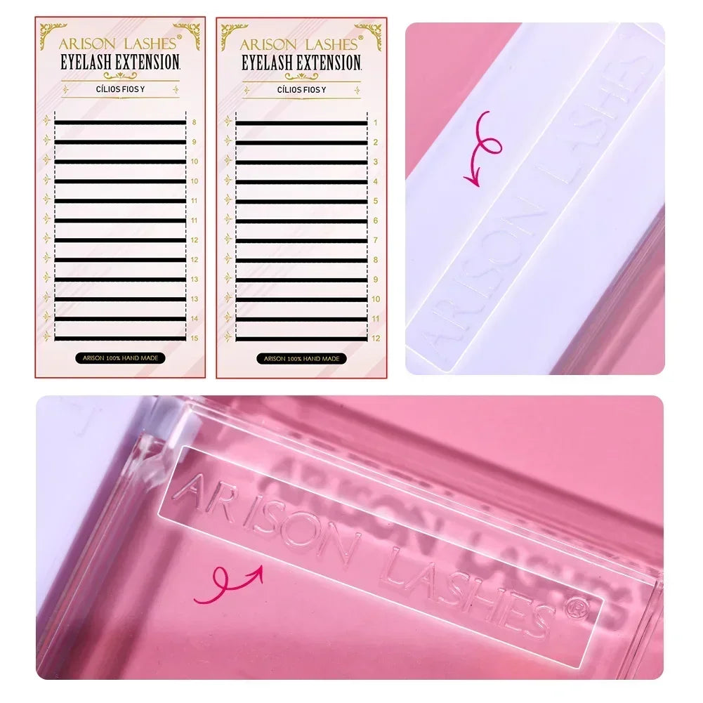 Kit Extensão Cílios ARISON YY W Shape Eyelashes, Premade Volume, Fino, Macio, Fino, Facilmente Enxertando Extensão, Brasileiro, Cilios W3D, W4D,W5D