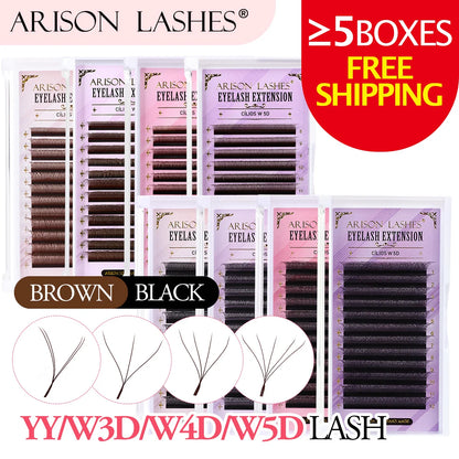 Kit Extensão Cílios ARISON YY W Shape Eyelashes, Premade Volume, Fino, Macio, Fino, Facilmente Enxertando Extensão, Brasileiro, Cilios W3D, W4D,W5D