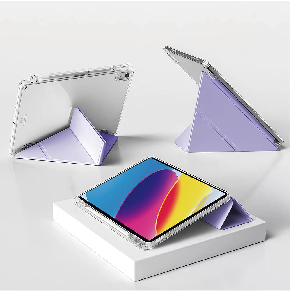 Capa para iPad 5 6 7 8 9 10 11 Air 11 13 inch /Mini 6th 7th gen /Pro 11 12.9 (3rd/4th/5th/6th gen), 3+Y Fold Crystal Clear Case