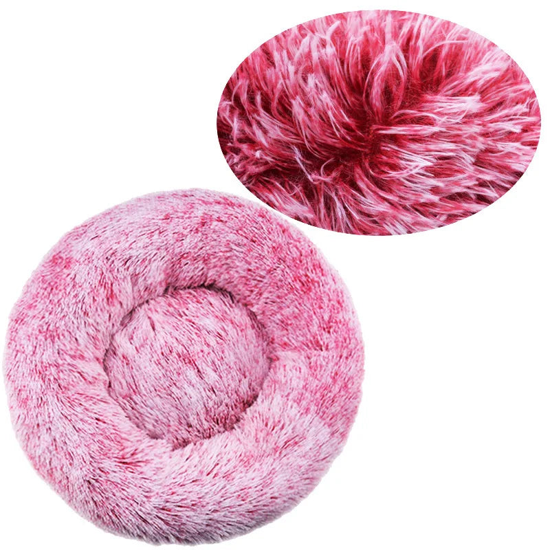 Cama redonda para animais de estimação, 40-90cm, 6 tamanhos, cama grande para cães, super macia, casa de pelúcia para cães médios, inverno, quente, dormir