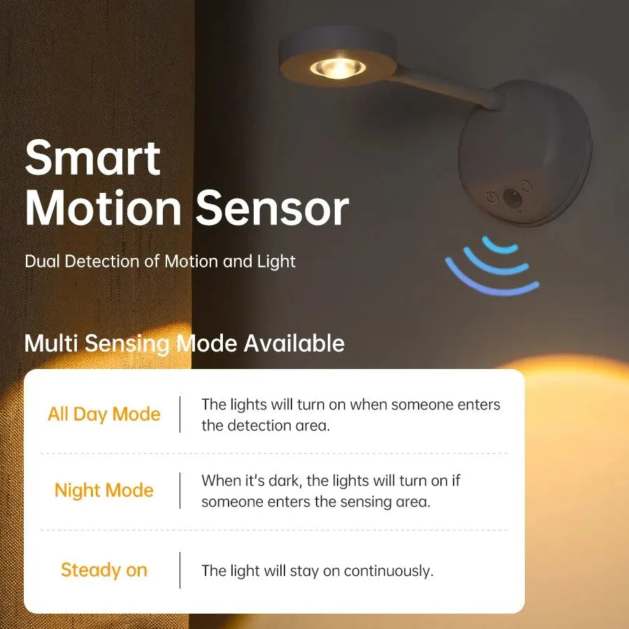 Luz noturna com sensor de movimento, sem fio, usb, led para cozinha, quarto, mural, sala de estar, lâmpada de parede, iluminação interna, led usb