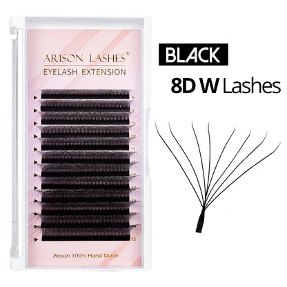 Kit Extensão Cílios ARISON YY W Shape Eyelashes, Premade Volume, Fino, Macio, Fino, Facilmente Enxertando Extensão, Brasileiro, Cilios W3D, W4D,W5D